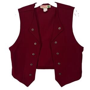 Cactus Flower Vest Womens M Red Vintage Western Rodeo Brushed Cotton